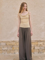 someonesometimes Pleated Zipper Slim Fit Chic Minimalist Women Recycled Fabric Camisoles