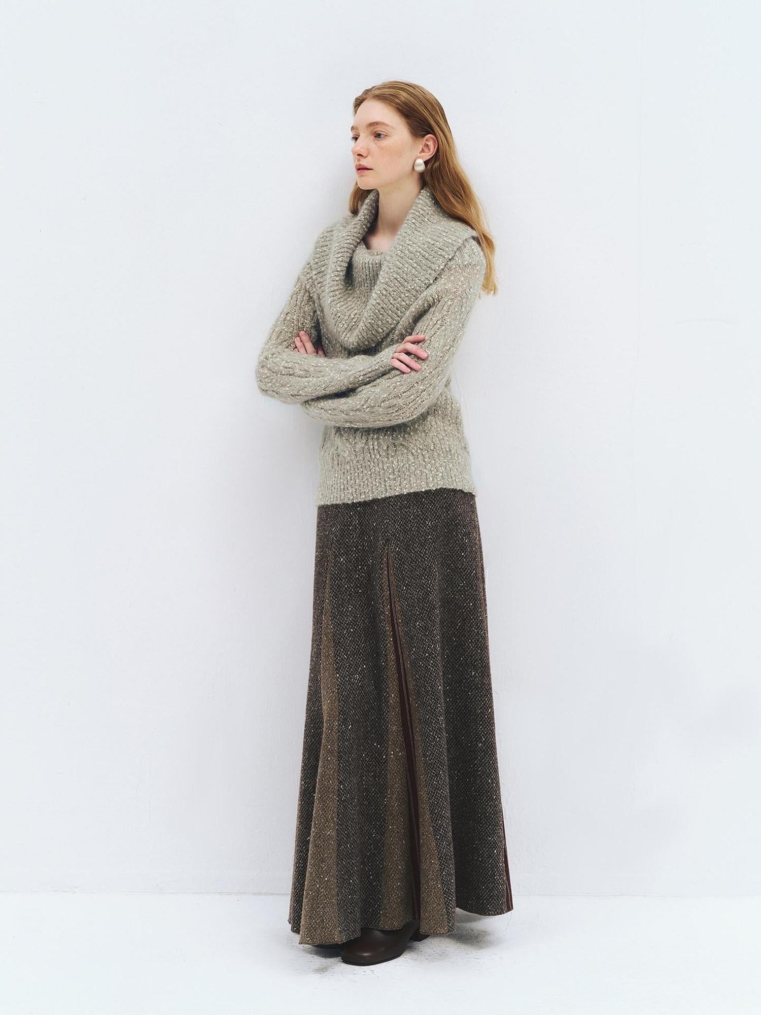 someone sometimes Wool Mohair Blend Oversized Casual Knit Pullover Women Dark Mist Green Sweaters