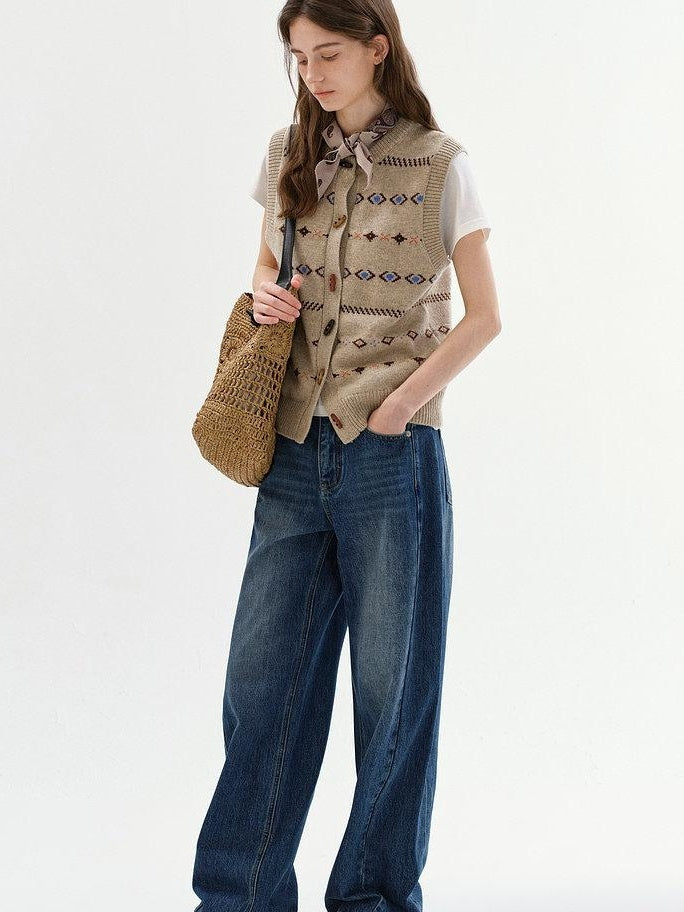 fano Cotton Commuter Natural Waist Loose Fit Women Denim No Stretch Wide Leg Jeans