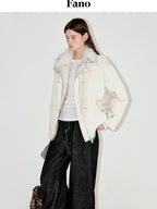 fano Warm 90% White Duck Down Straight Fit Korean Turn Collar Women Down Jackets