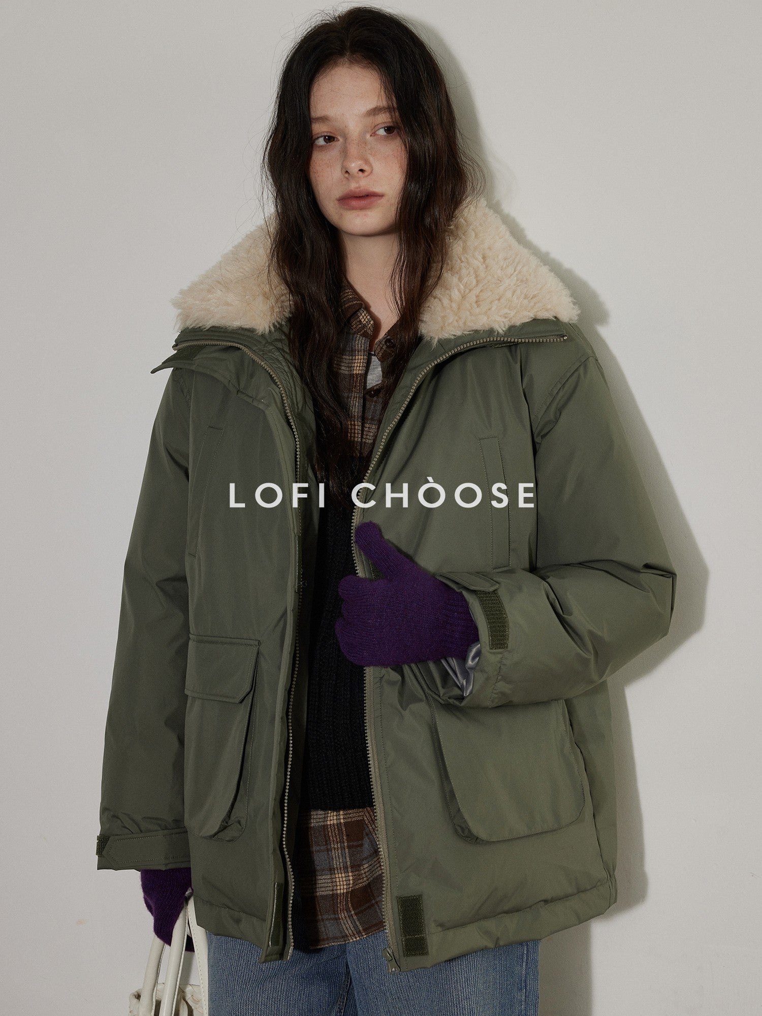 Lofi choose 90 Percent White Duck Down Insulated Commuter Relaxed Fit Olive Zip Down Jackets