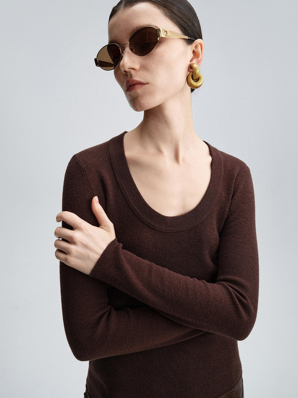 audreyyang Cozy 100% Wool Slim Fit Round Neck Pullover Women Knitwear Tops Sweaters