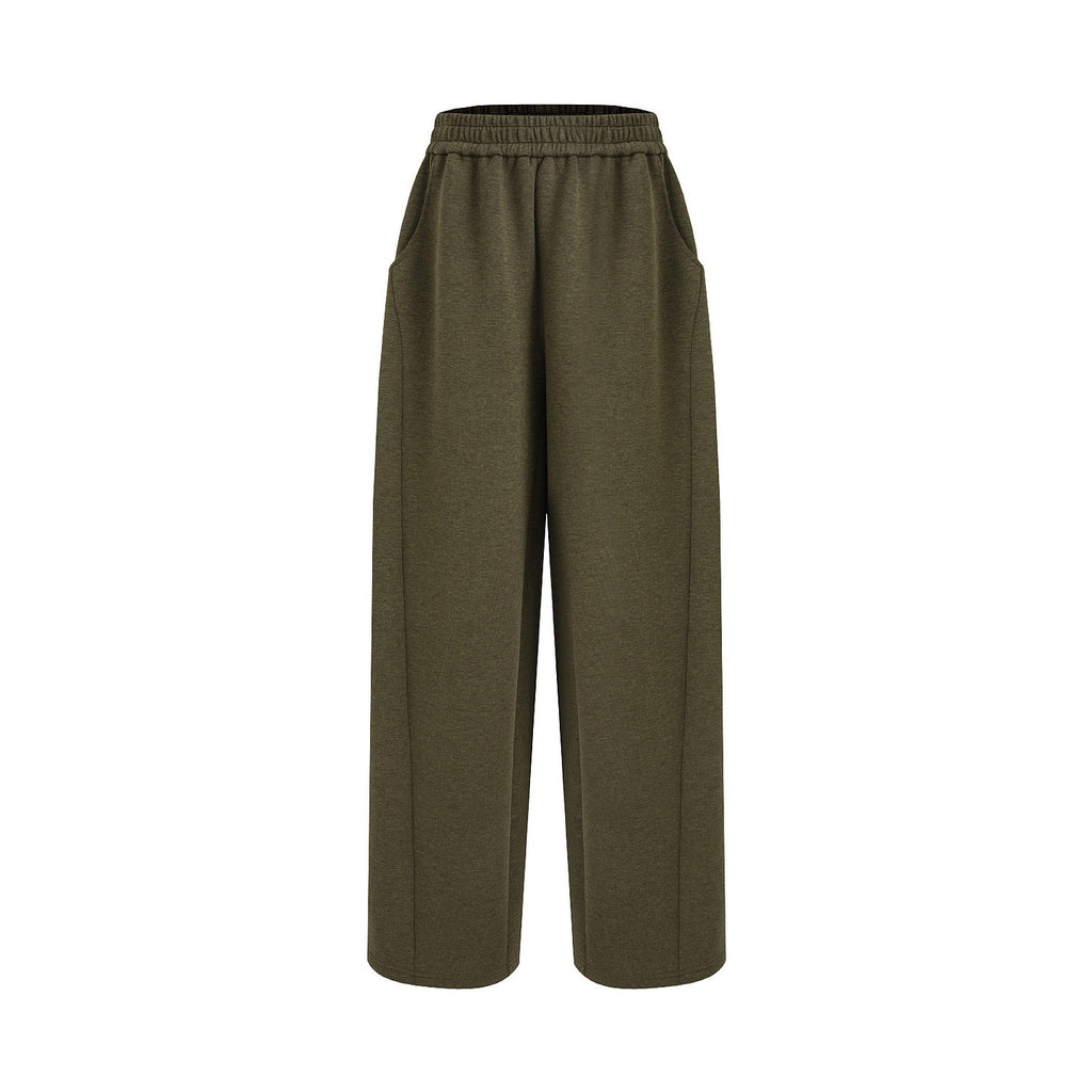 unspoken_Breathable_Cotton_High_Waist_Minimal_Office_Heather_Green_Wide_Leg_Pants_MISSTT
