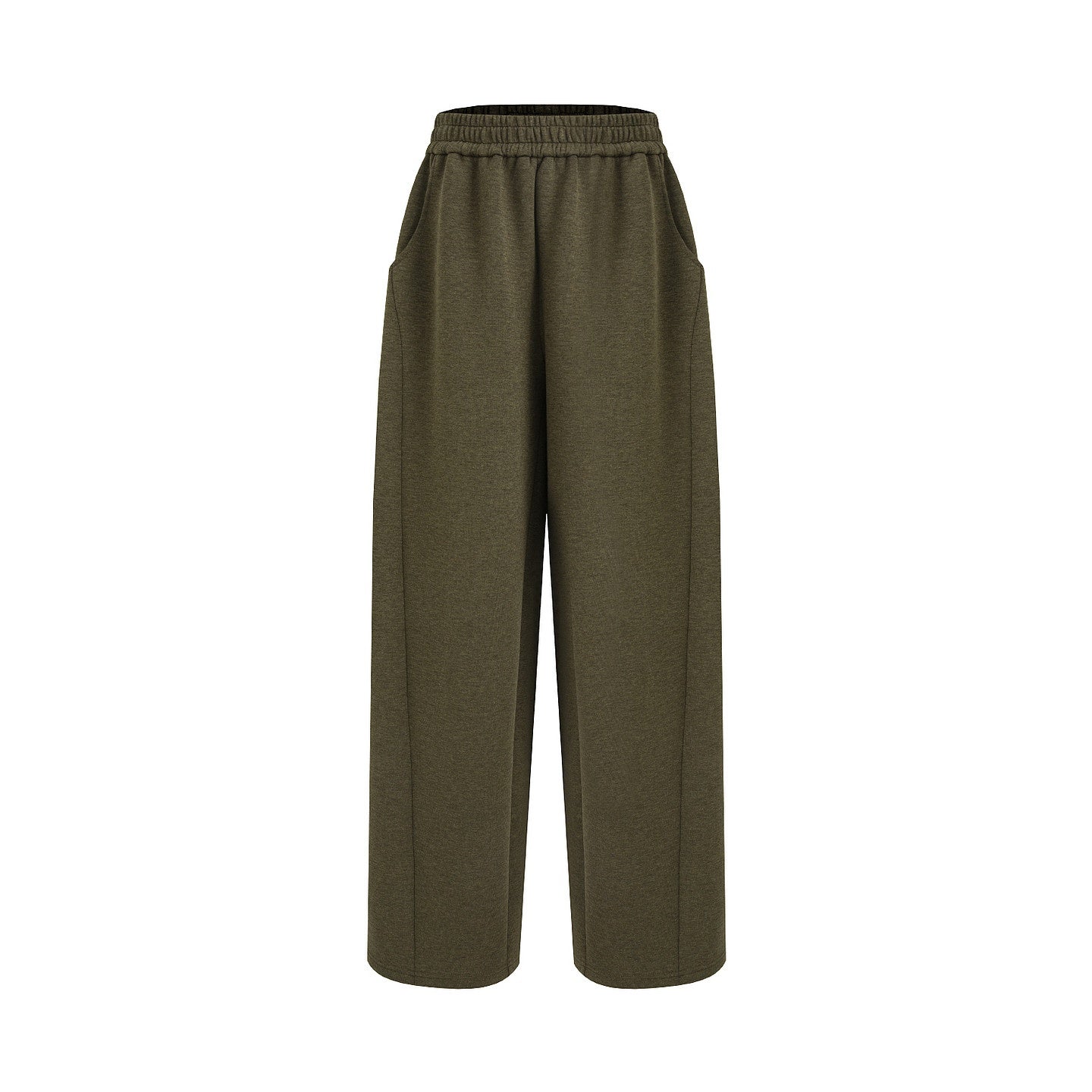 unspoken_Breathable_Cotton_High_Waist_Minimal_Office_Heather_Green_Wide_Leg_Pants_MISSTT
