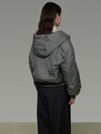 unspoken 90 White Duck Down Warm Loose Hooded Commuter Women Deep Gray Green Down Jackets