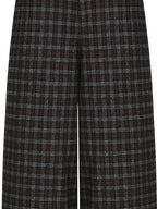 fano Wool Blend Plaid Relaxed Natural Waist Elastic Pocket Women Straight Pants