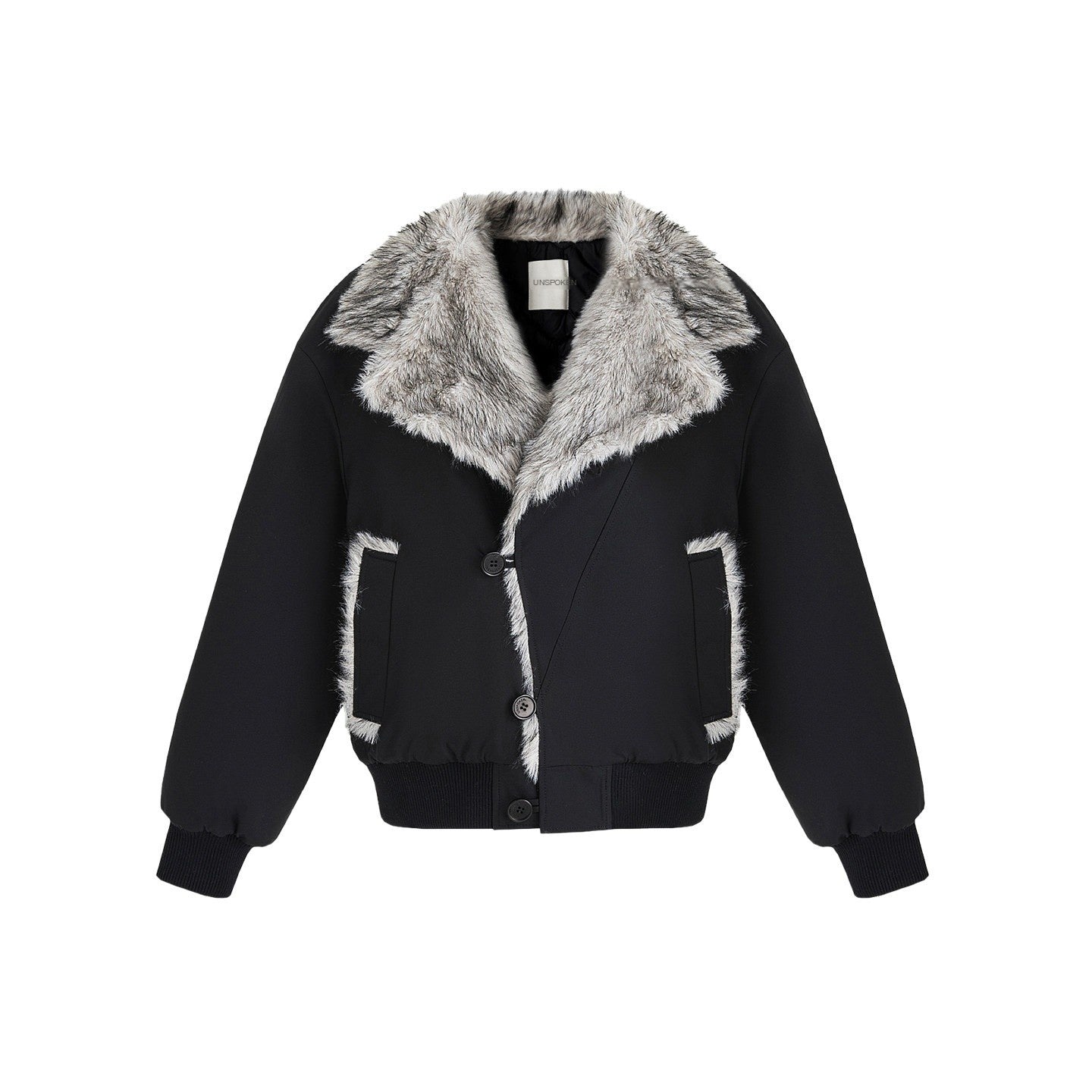 unspoken_Warm_Thick_Fur_Collar_Loose_Commuter_Women_Black_Everyday_Short_Coat_MISSTT