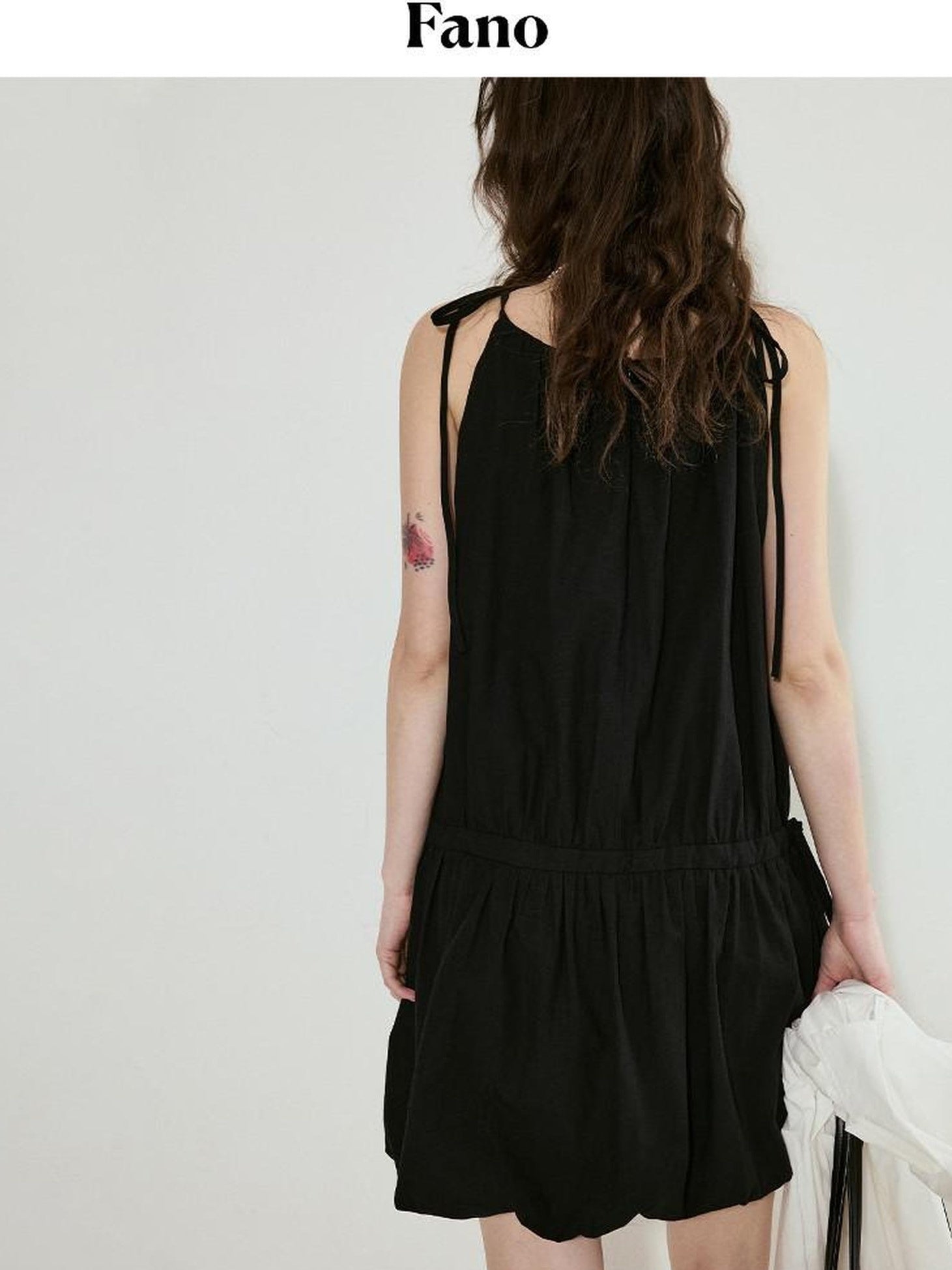 fano Soft Viscose Blend Korean Office A Line Sleeveless Black Midi Dresses