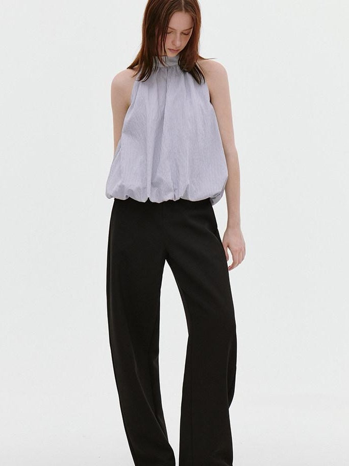 fano Soft Viscose Blend Striped Commuter Loose Halter For Women Halter Crop Tops
