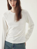 fano Soft Faux Cashmere Commuter Loose Fit Women Round Neck Long Sleeve T-Shirts
