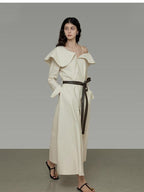 unspoken Comfortable Cotton Blend High Waist Asymmetrical Shirt Dress Office Maxi Dresses