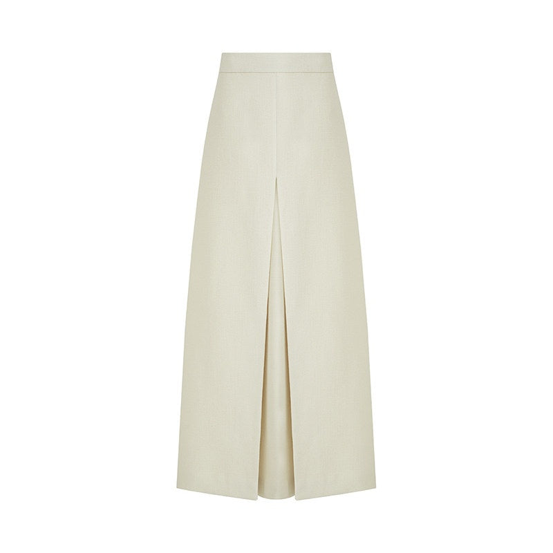 unspoken_Slim_Office_Button_Front_Long_Sleeve_Cream_Polyester_Women_Top_&_Skirt_Sets_MISSTT