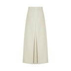 unspoken_Slim_Office_Button_Front_Long_Sleeve_Cream_Polyester_Women_Top_&_Skirt_Sets_MISSTT
