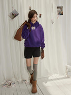 Lofi choose Loose Fit Oversized Hooded Long Sleeve Commuter Casual Purple Gray Hoodie