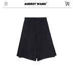 audreyyang_Pure_Wool_Casual_Loose_Natural_Waist_Zipper_Women_Black_Mid-Length_Shorts_MISSTT