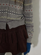 Lofi choose Cozy Gray Button Front Loose Fit Knit Crew Neck Workwear Cardigans
