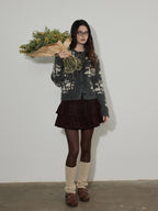 Lofi choose Cozy Thick Printed Wool Blend Relaxed Oversized Women Crewneck Cardigans