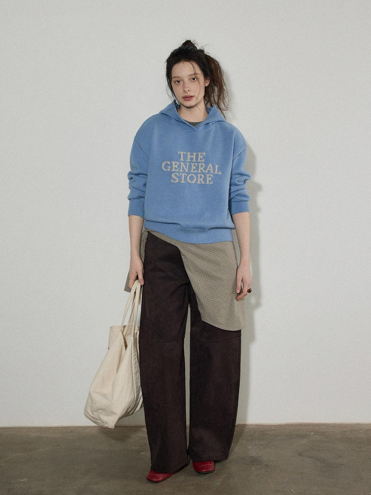 Lofi choose Cozy Knit Colorblock Letter Pullover Commuter Oversized Women Long Sleeve Hoodie