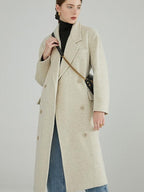 fano Minimal Commuter Double Breasted Straight Midlength Blazer Women Long Coats