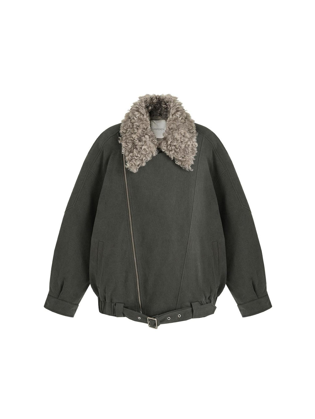 unspoken Thick Cotton Loose Fit Patchwork Commuter Zipper Dark Green Puffer Jackets