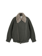 unspoken Thick Cotton Loose Fit Patchwork Commuter Zipper Dark Green Puffer Jackets