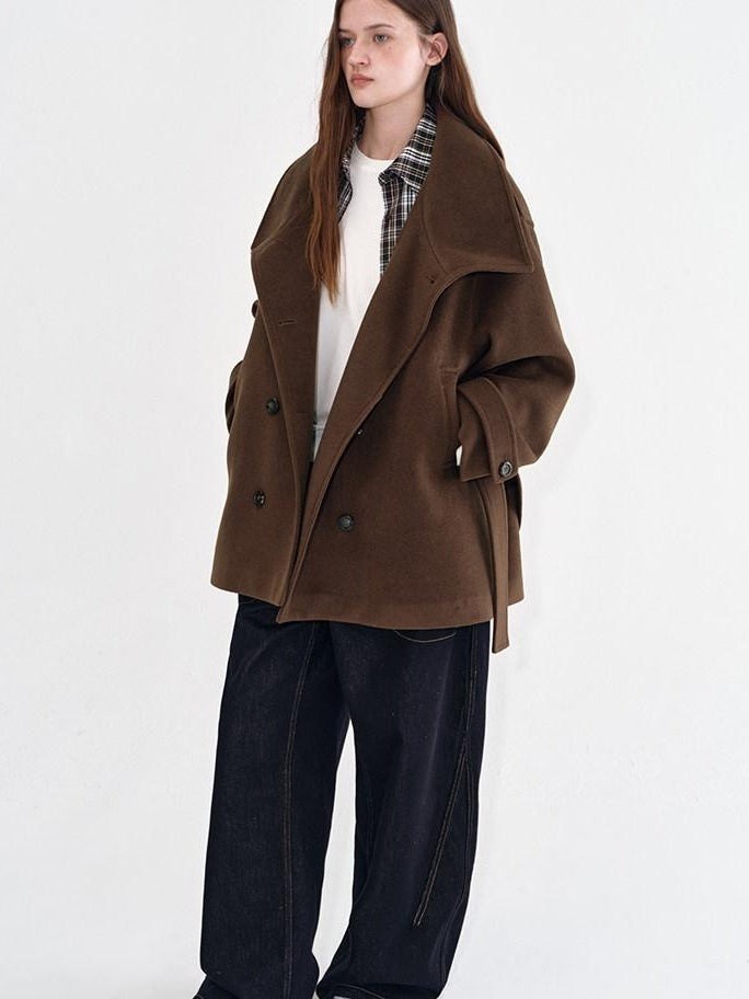fano Brown Double Breasted Korean Notched Lapel Midlength Office For Women Long Coats