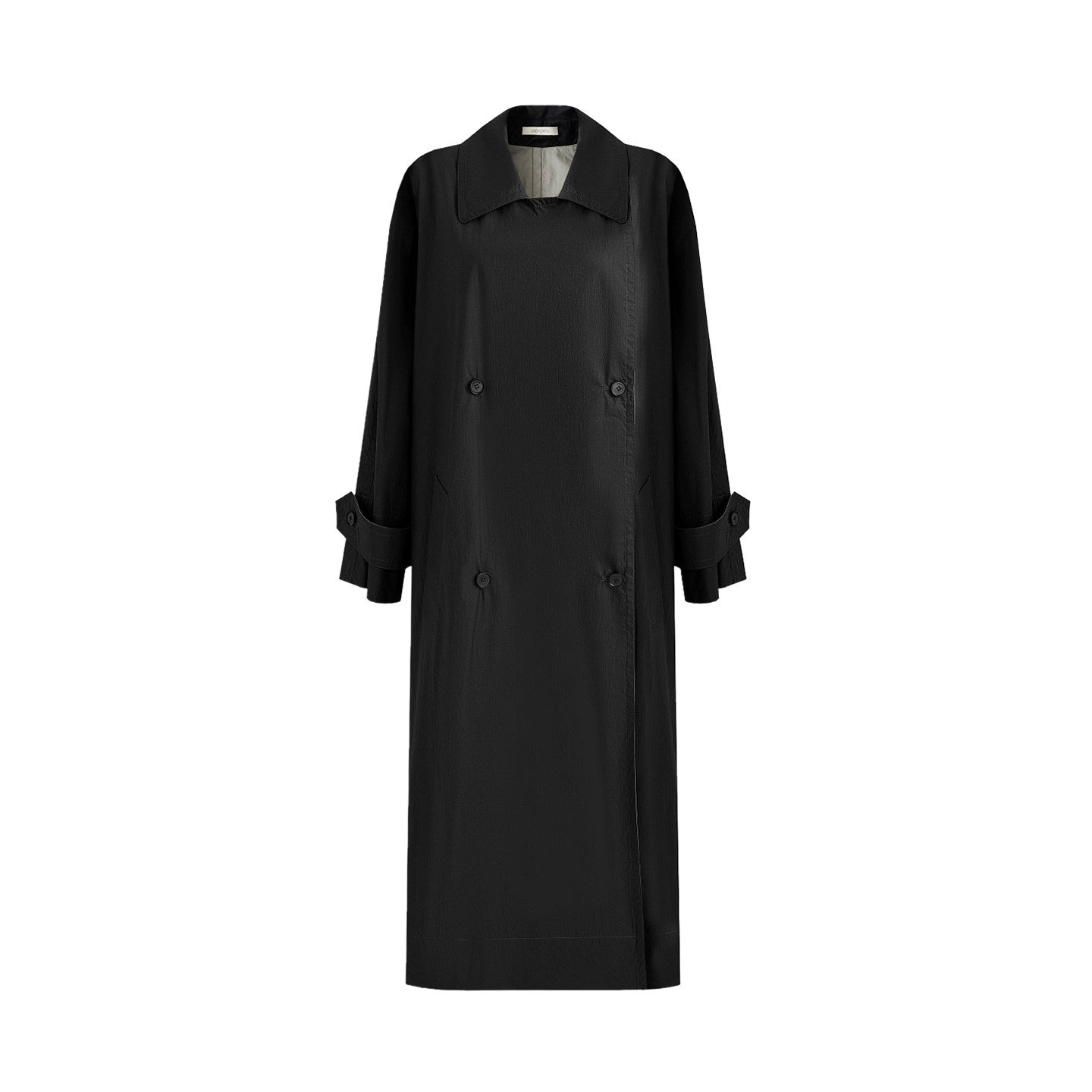 unspoken_Minimal_Commuter_Long_Double_Breasted_Loose_Fit_Women_Black_Olive_Trench_Coats_MISSTT