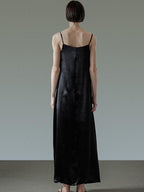 unspoken Satin Minimal V-neck Camisole Natural Waist City Commuter Women Maxi Dresses