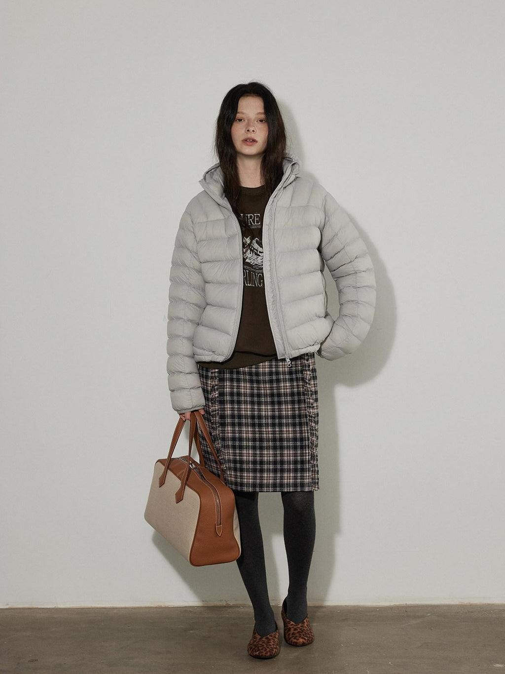 Lofi choose Warm 90% White Duck Down Hooded Commuter Thick Gray Zipper Down Jackets