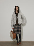 Lofi choose Warm 90% White Duck Down Hooded Commuter Thick Gray Zipper Down Jackets