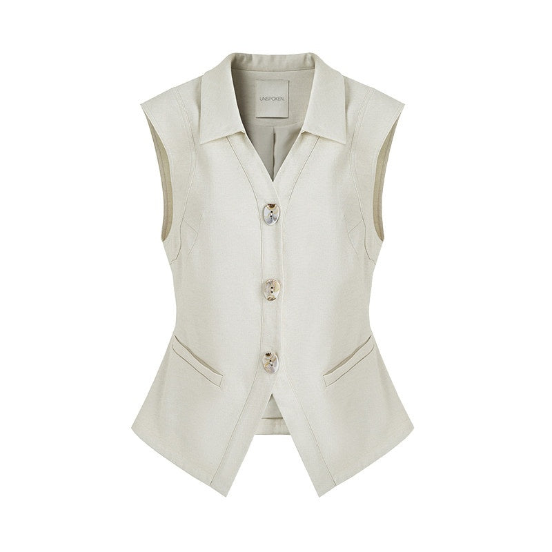 unspoken_Breathable_Polyester_Linen_Blend_Loose_Fit_Button_Front_Office_Women_Vests_MISSTT