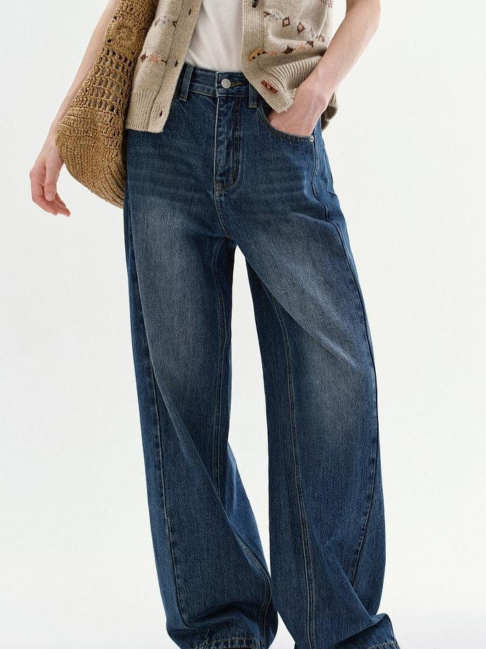 fano Cotton Commuter Natural Waist Loose Fit Women Denim No Stretch Wide Leg Jeans