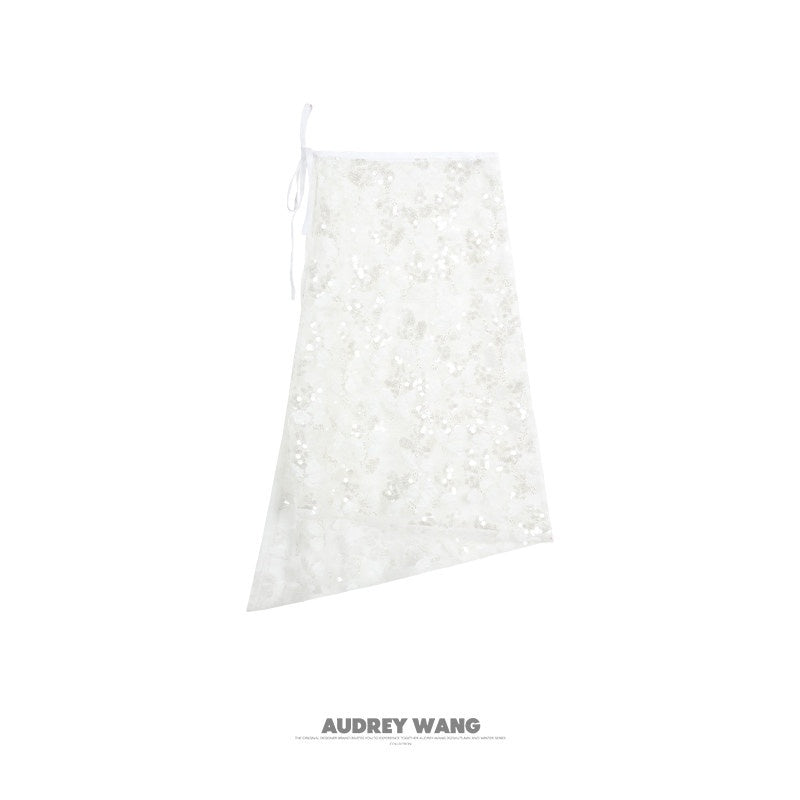 audreyyang_Shimmering_Sequin_Lace_Asymmetrical_Mid_Rise_Tie_Waist_Women_White_Midi_Skirts_MISSTT