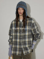 Lofi choose Loose Fit Plaid Button Front Collared Long Sleeve Commuter For Women Shirts