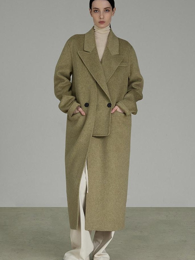 unspoken 70 Wool 30 Polyester Blend Minimalist Straight Double Breasted Blazer Wool Coats