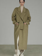 unspoken 70 Wool 30 Polyester Blend Minimalist Straight Double Breasted Blazer Wool Coats