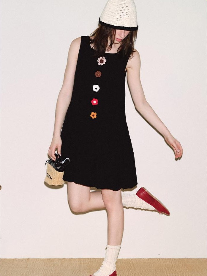 fano Linen Sleeveless A Line Bubble Natural Waist Korean Casual Women Midi Dresses
