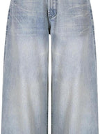 fano Soft Cotton No Stretch Commuter Relaxed Natural Waist Blue Straight Leg Jeans