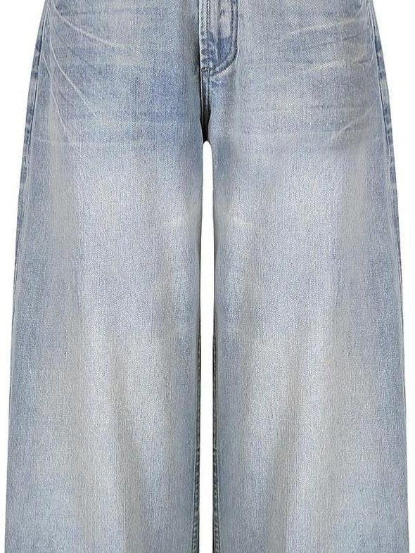 fano Soft Cotton No Stretch Commuter Relaxed Natural Waist Blue Straight Leg Jeans