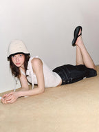 fano Slim Viscose Nylon Spaghetti Strap Office Cropped Solid Black White Camisoles