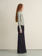 someone sometimes Stretch Minimal Natural Waist Topstitch Detail Women Midnight Blue Flared Jeans