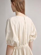 fano Structured High Waist Workwear A Line Short Sleeve Cotton Blend Maxi Dresses