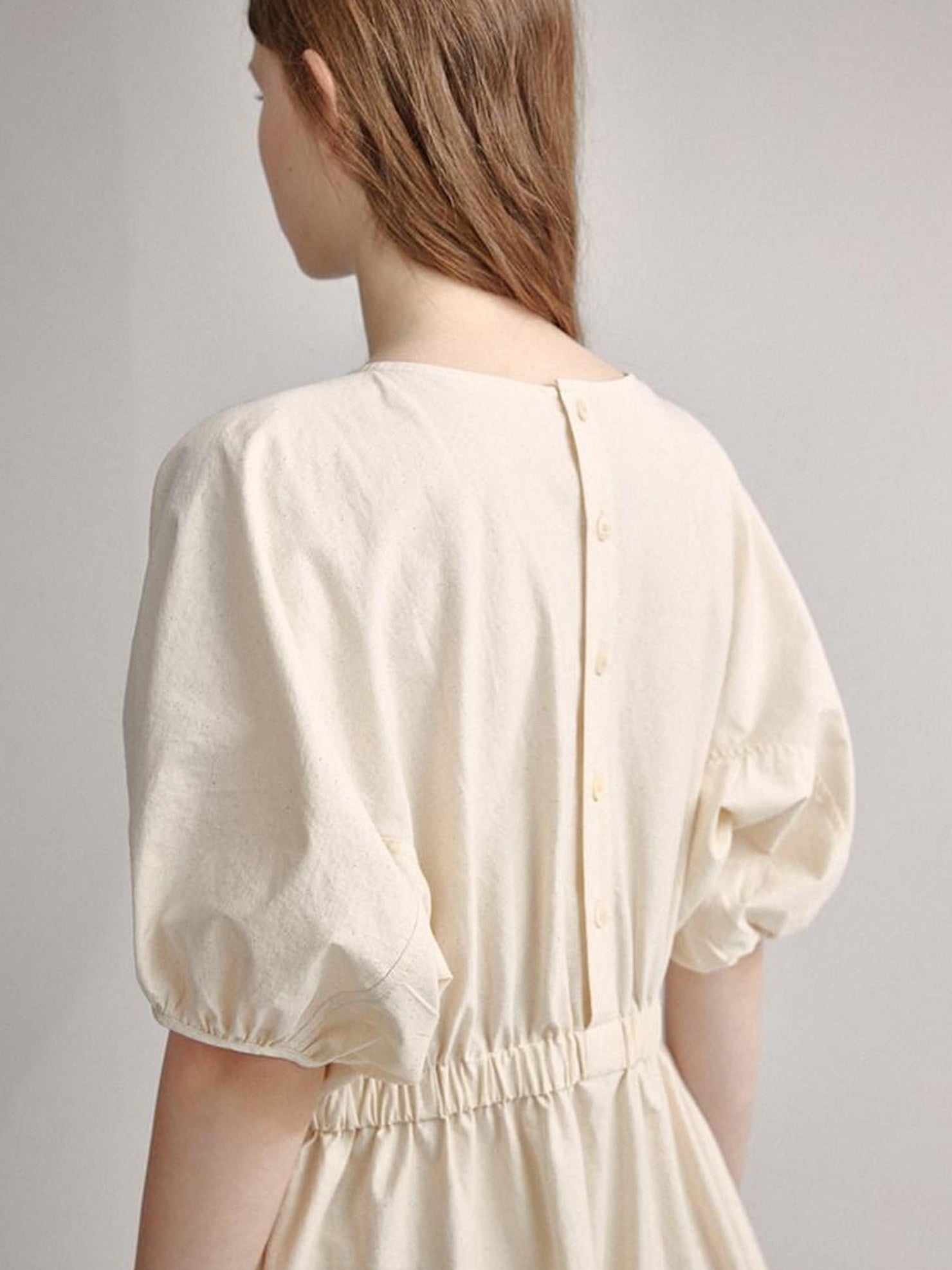fano Structured High Waist Workwear A Line Short Sleeve Cotton Blend Maxi Dresses
