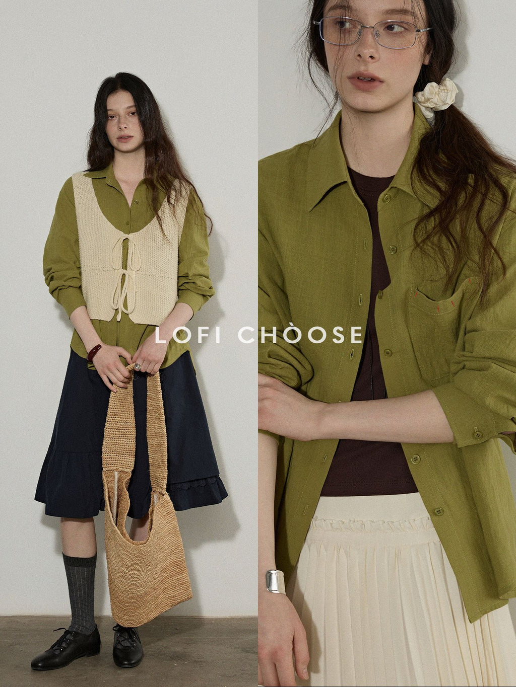 Lofi choose Pure Cotton Loose Fit Commuter Long Sleeve Collared Button Women Casual Shirts