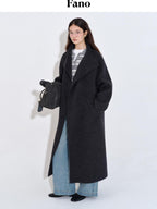fano Pure Wool Single Breasted Lapel Midlength Straight Korean Women Gray Wool Coats
