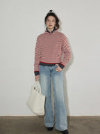 Lofi choose Acrylic Cotton Soft Striped Loose Fit Pullover Commuter Style Women Sweaters