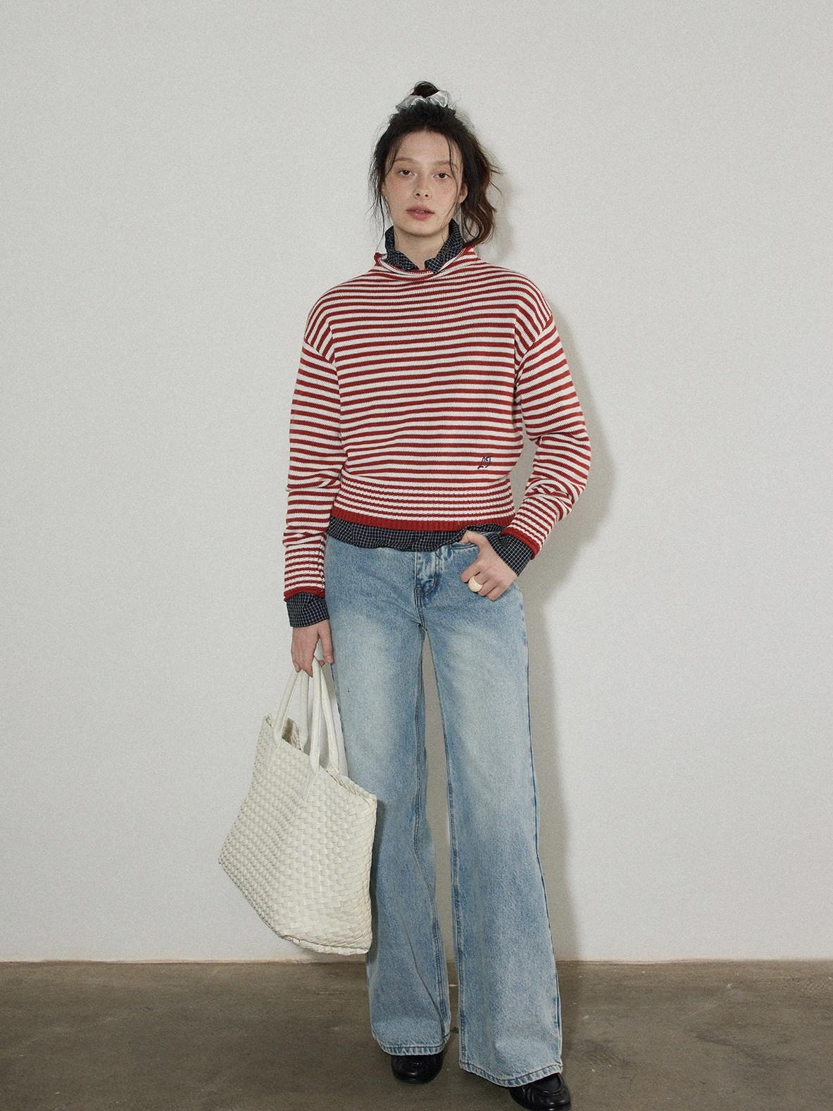 Lofi choose Acrylic Cotton Soft Striped Loose Fit Pullover Commuter Style Women Sweaters