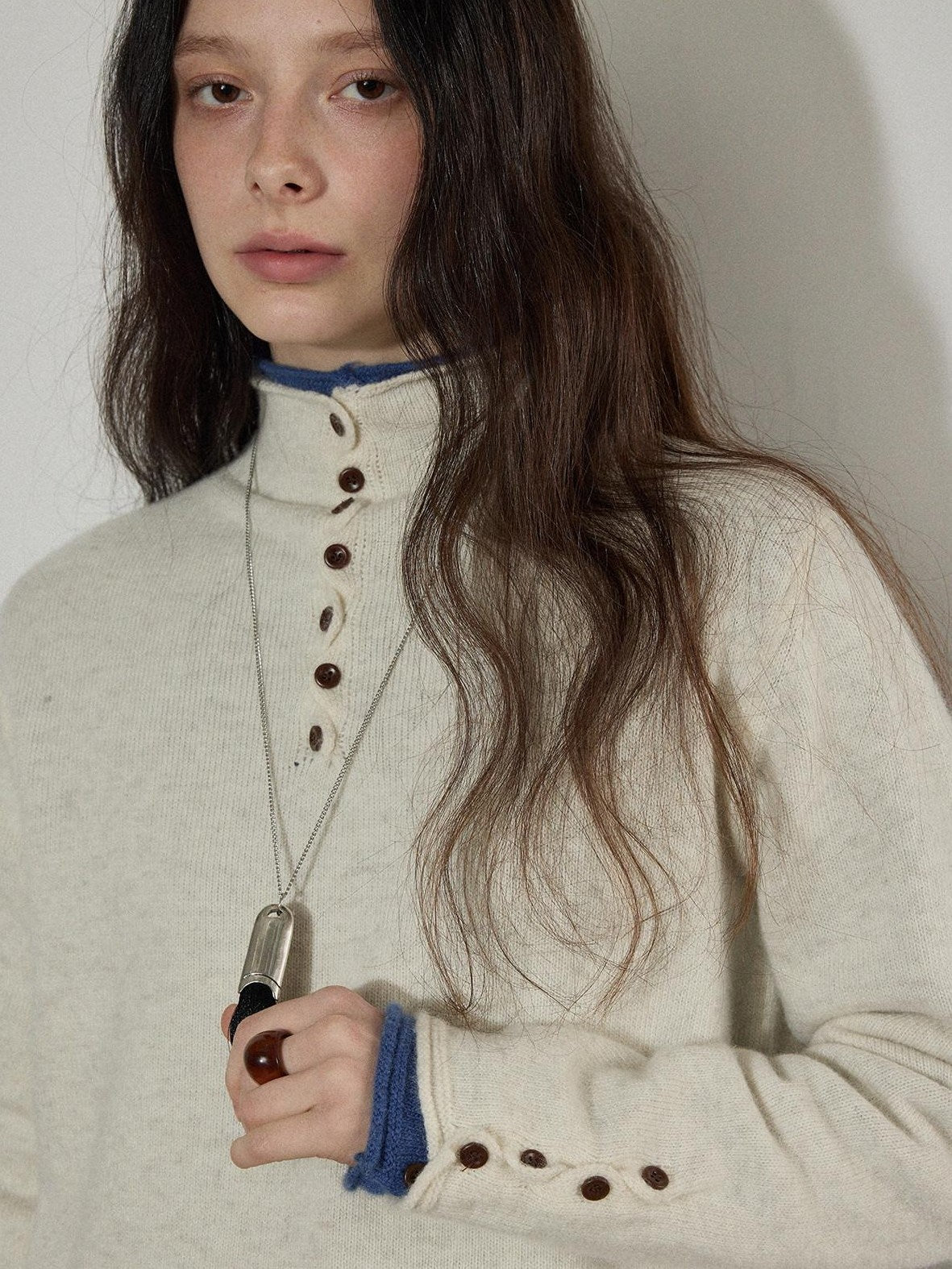 Lofi choose Soft Wool Rabbit Hair Blend Commuter Loose Rolled Hem Turtleneck Women Sweaters