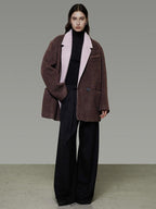 unspoken Soft Wool Blend Loose Commuter Coat 3D Tailoring Lapel Collar Women Wool Coats