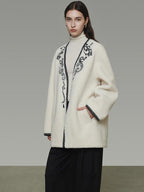 unspoken 3D Tailored Clean Minimalist Loose Fit Women Office White Polyester Short Coat